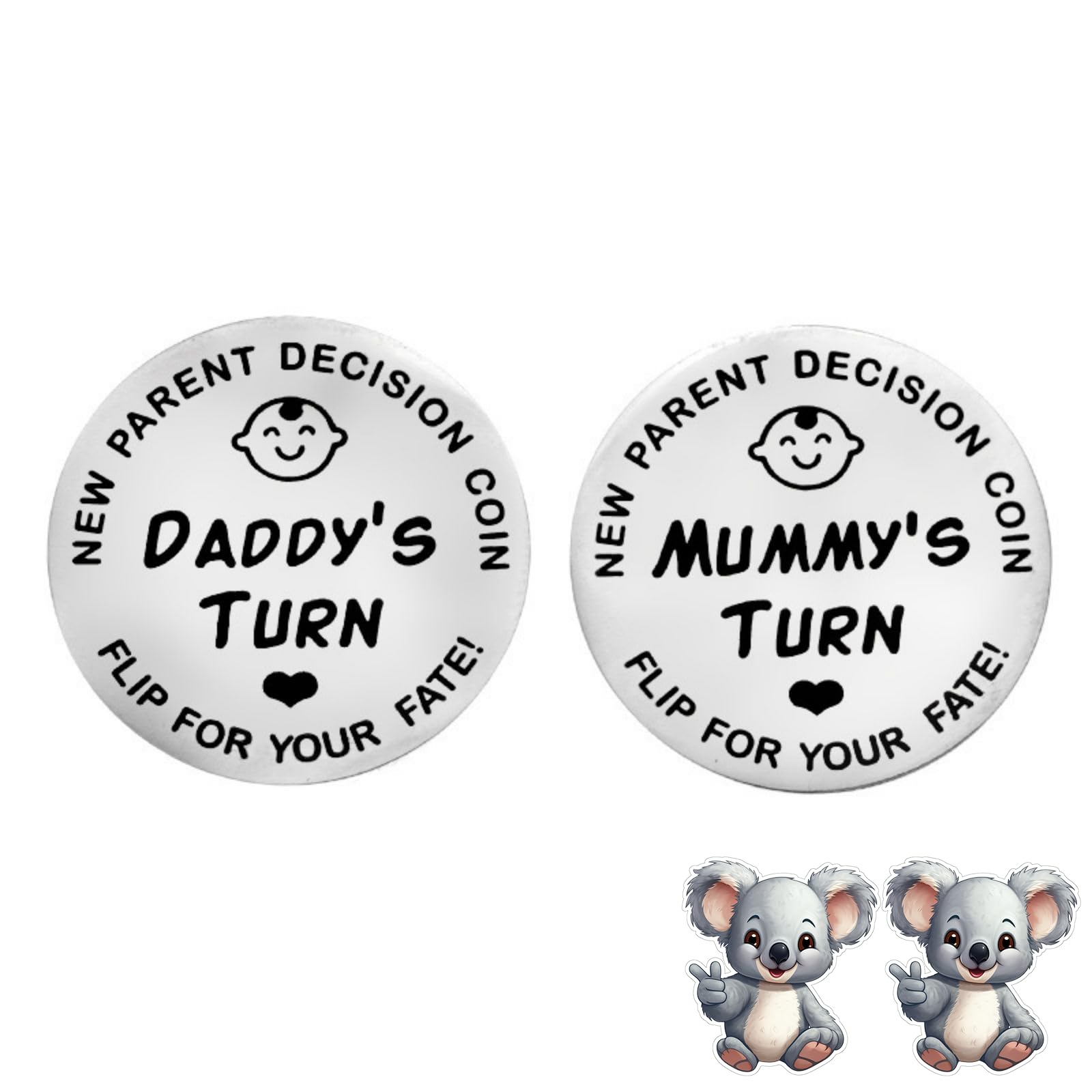 New Parent Decision Turn Coin First Time Pregnant Mom To Be And Dad Couple Funny Baby Shower Daddy Christmas Expecting Pregnancy Newborn After Birth Gift Idea Cool Boy Mommy Women Mama Present Flip 17