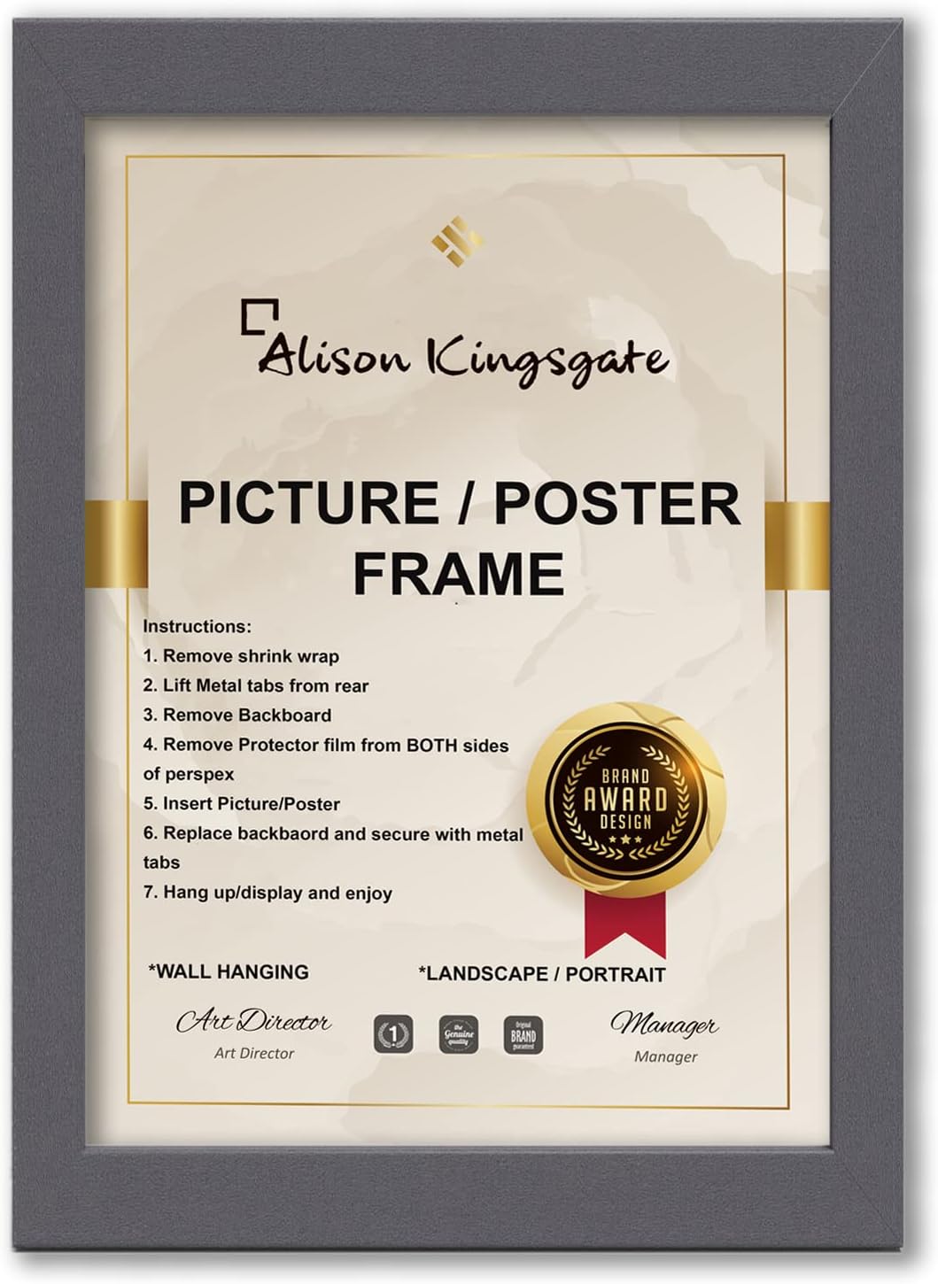 Alison Kingsgate 32x24 Inch Frame Grey Picture Frames In Multiple Sizes