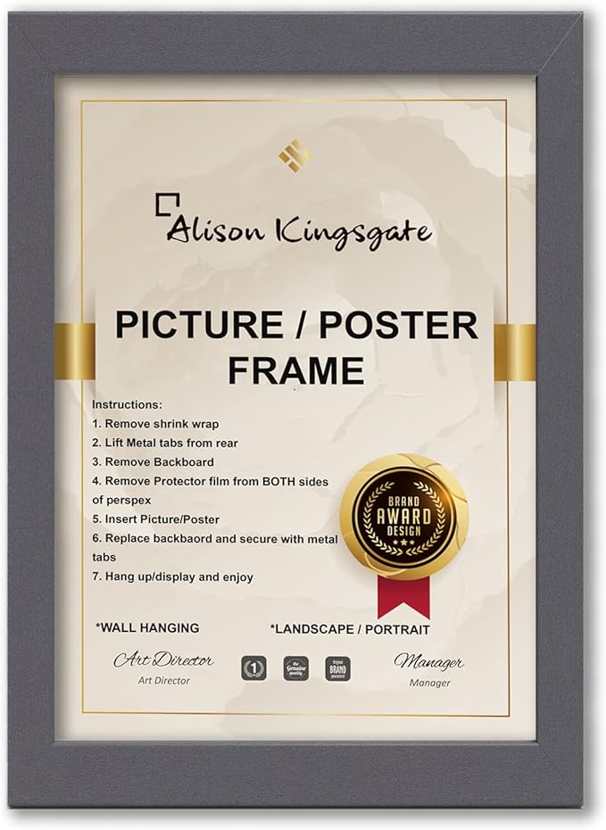 Alison Kingsgate 32x24 Inch Frame Grey Picture Frames In Multiple Sizes