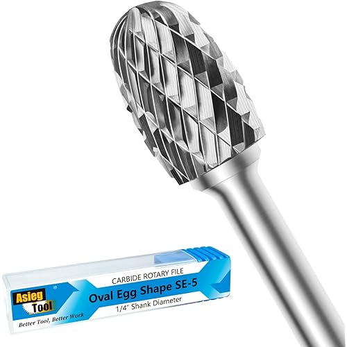 SE-5 Tungsten Carbide Burr Rotary File Oval Egg Shape Double Cut with 1/4''Shank for Die Grinder Drill Bit