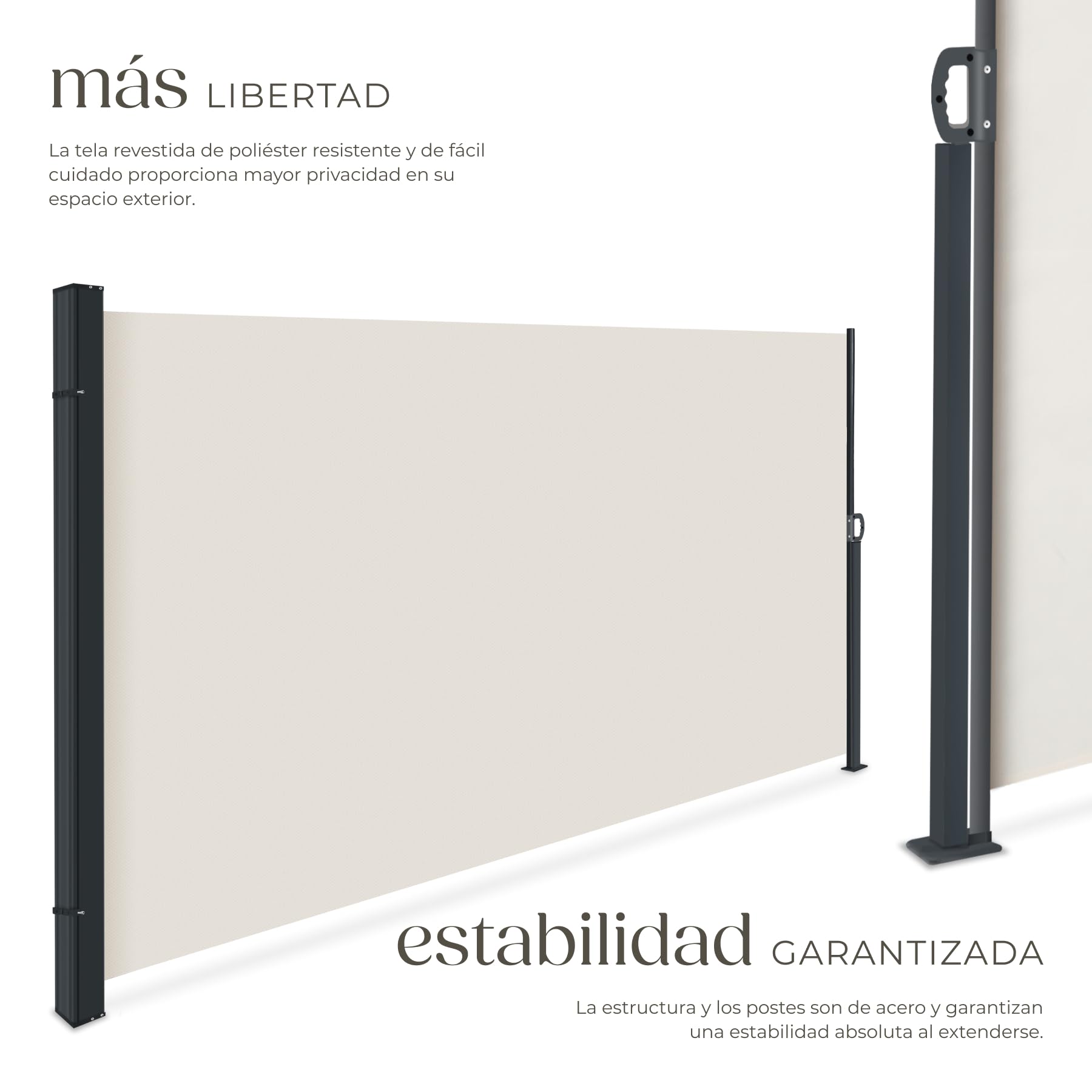 tectake® Toldo Retractil Exterior Lateral, Separador de Ambientes, Toldo Impermeable Enrollable, Toldos Exterior Terraza, Estructura de Acero, Mecanismo Automático - 200 x 300 cm Beige