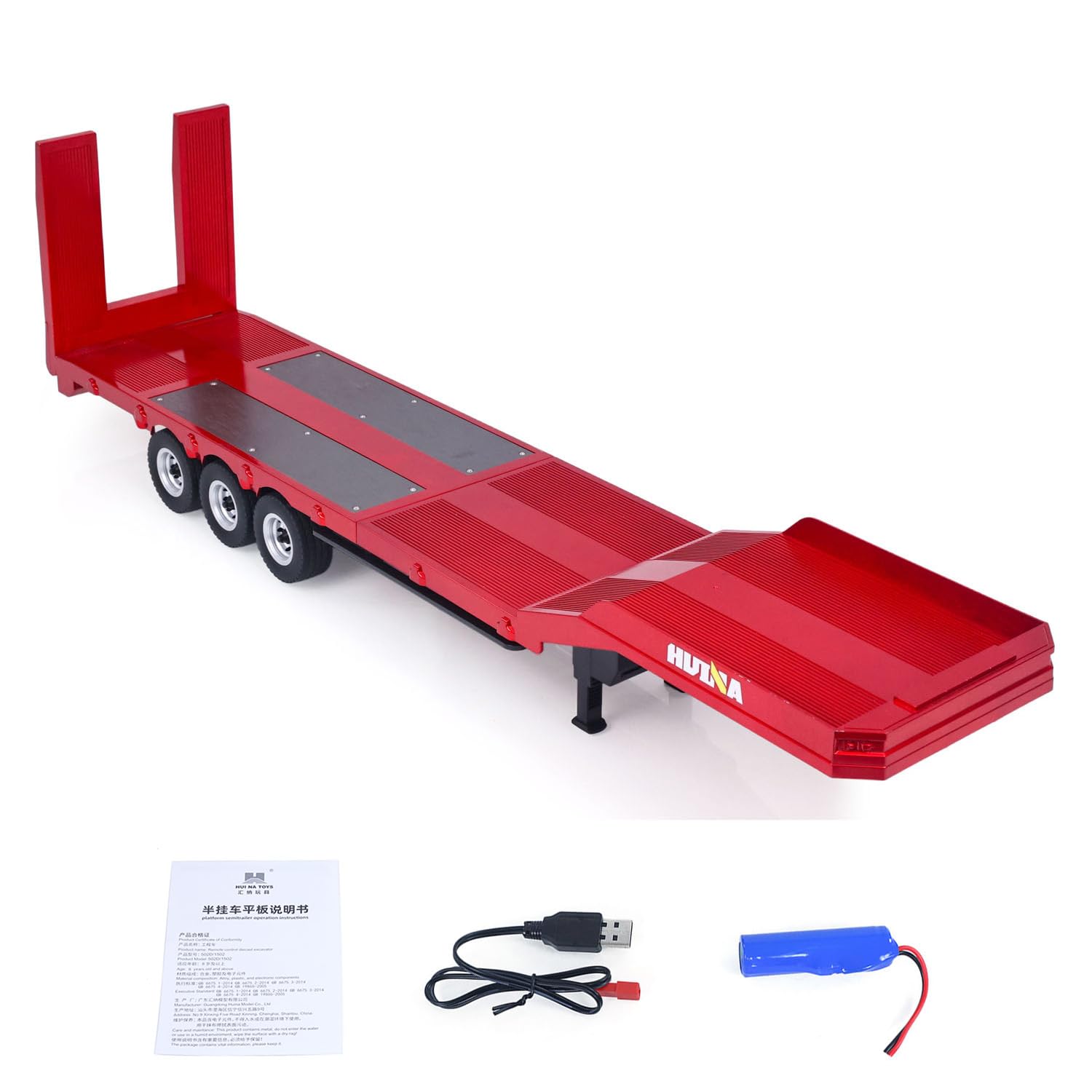 TOUCAN RC HOBBY 3 Axels Plastic Semi Trailer Flatbed 1502 for 1 18 Remote Control Tractor Truck HUINA