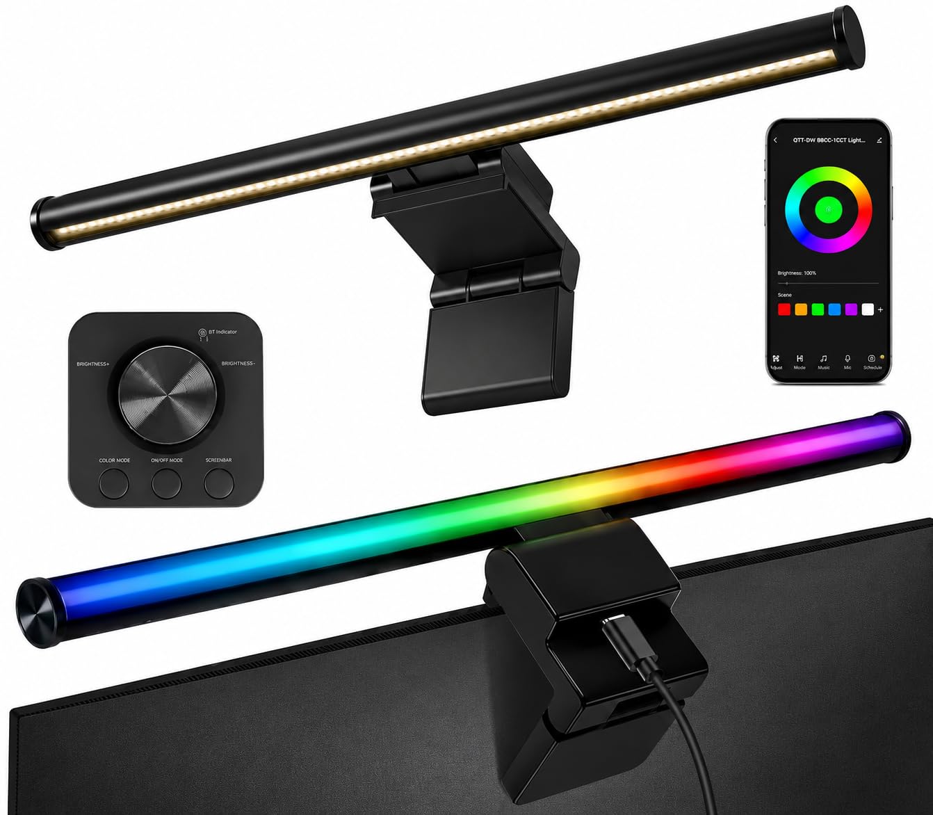 Hive Vibes - 17 inch monitor light bar with RGB backlight, wireless remote control and APP control, stepless dimming, eye care, multiple color modes-image-42