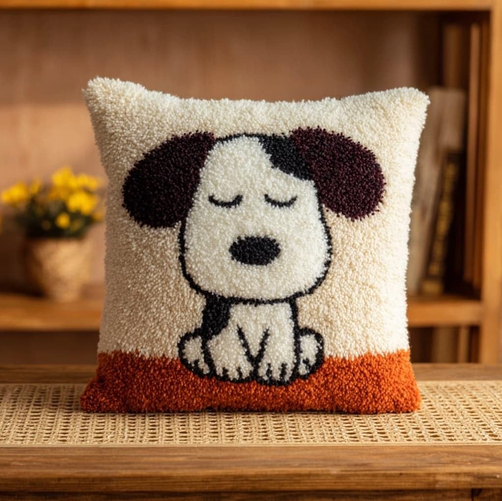 AxiangziK Pre-Printed Latch Hook Cushion Kits,Dog and Butterfly