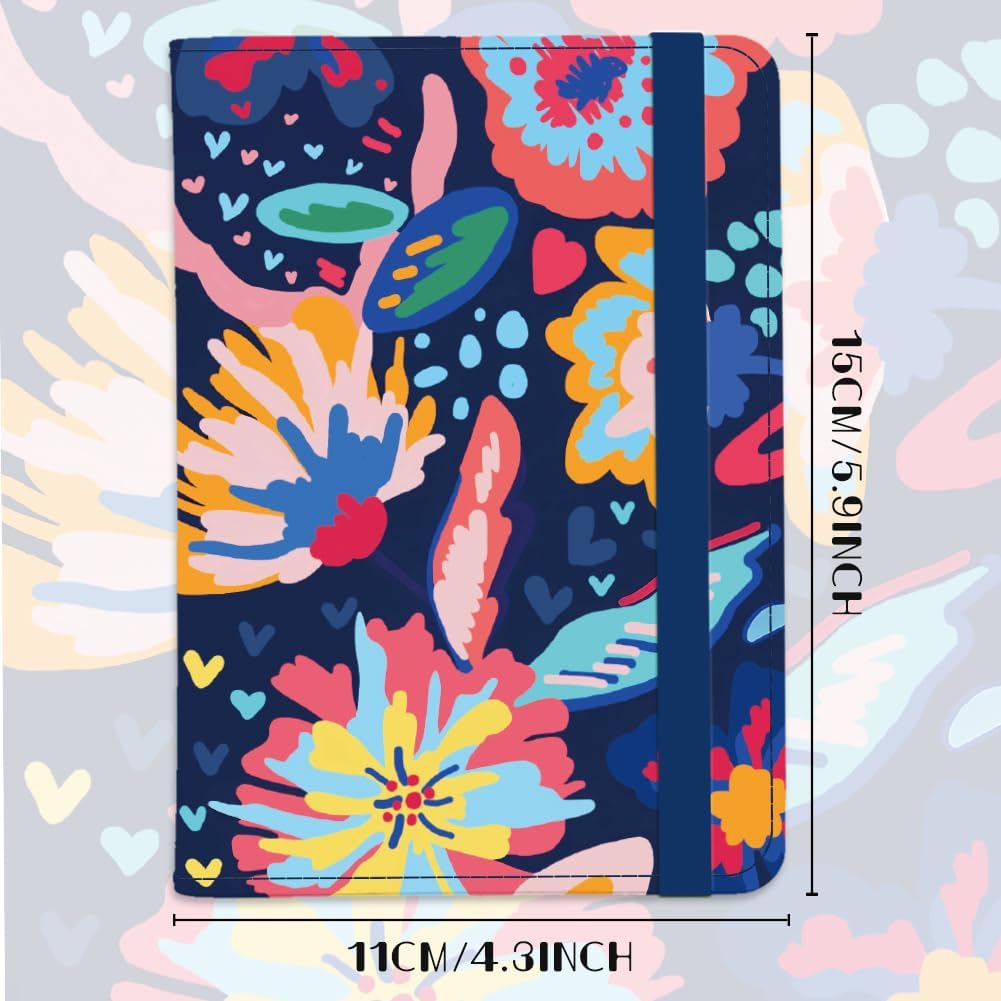 Abstract Flower Leaves Leather Passport Holder Cover Travel Wallet Passport Case with Credit Card Slots for Women Men Travelling Essentials for Flying