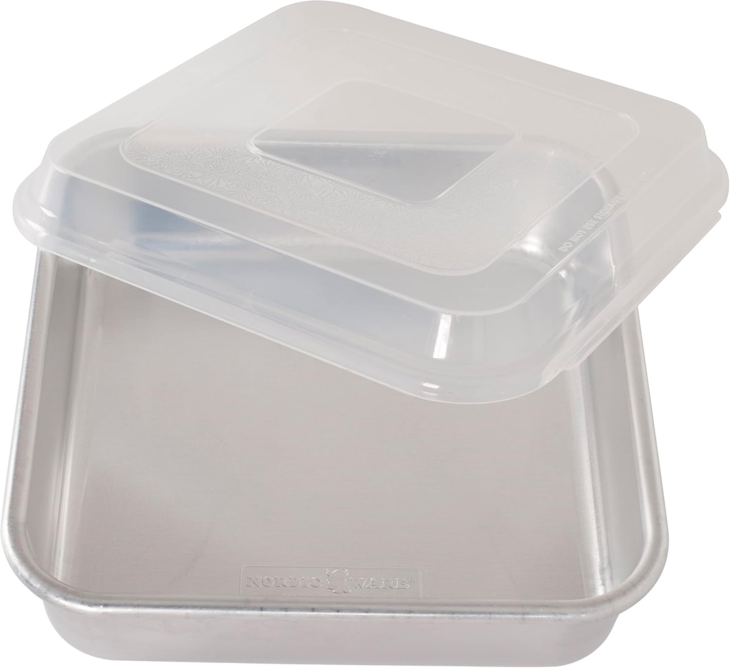 Nordic Ware Natural Aluminum Commercial Square Cake Pan with Lid, Exterior 9.88 x 9.88 Inches