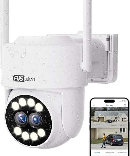 Cámara de seguridad PTZ de doble lente WiFi para exteriores Cámara inalámbrica 1080P FUSWLAN con seguimiento automático Reflector Visión nocturna a