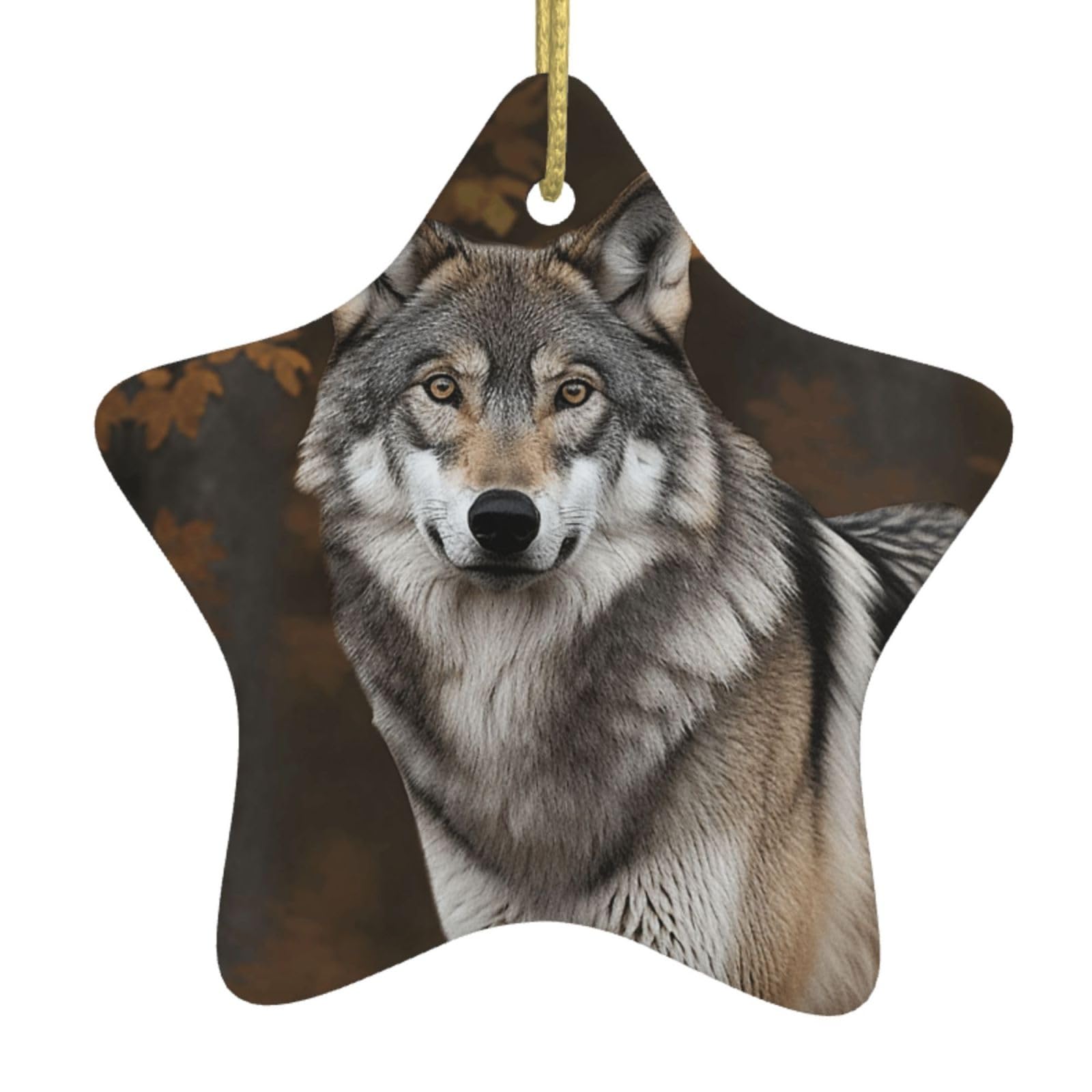 Fodpand Women's White Wild Wild Gray Wolf Christmas Ornaments 2025, Gift Exchange For Men, Collectible Ceramic Ornament Star Hanging Ornaments For Christmas Tree Decoration