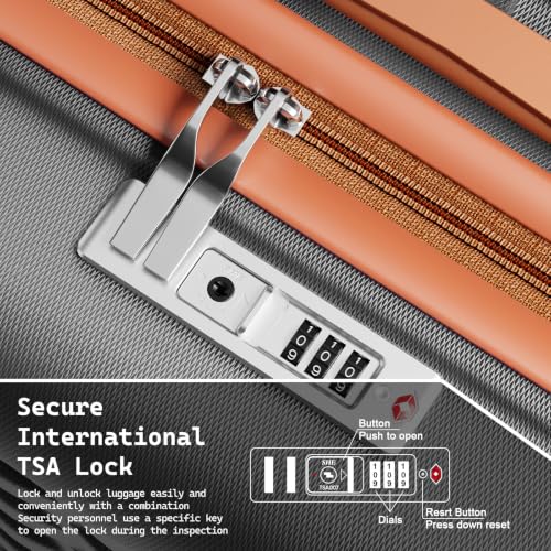 Image of Melalenia Luggage Sets 5 Piece Hard Shell Carry on Suitcase with Spinner Wheels and TSA Lock, Lightweight Travel Backpack for Women, Men, Grey Brown