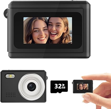 Mini Digital Camera, Keychain Camera Portable 1080P Video, 12MP Photo with 0.96" Screen & 32GB Card,Gift for Birthdays, Graduation & Travel,Gifts for Teens