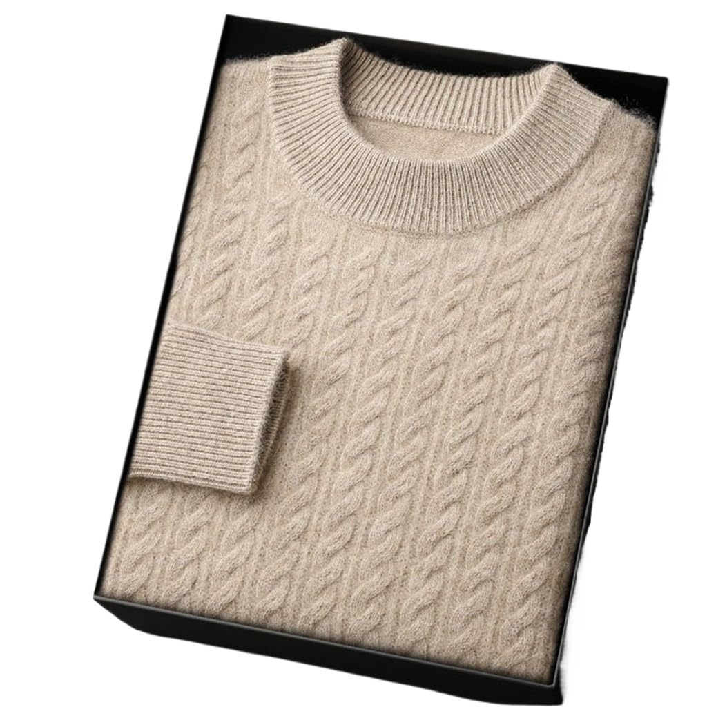 Pull torsadé épais en cachemire doux à col rond pour vos sorties d'hiver