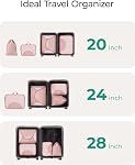 BAGSMART Garment Folder Packing Cubes for Travel, 4 Set Lightweight Travel Cubes for Wrinkle Free, Durable Suitcase Organizers Bag Set for Travel Essentials Baby Pink