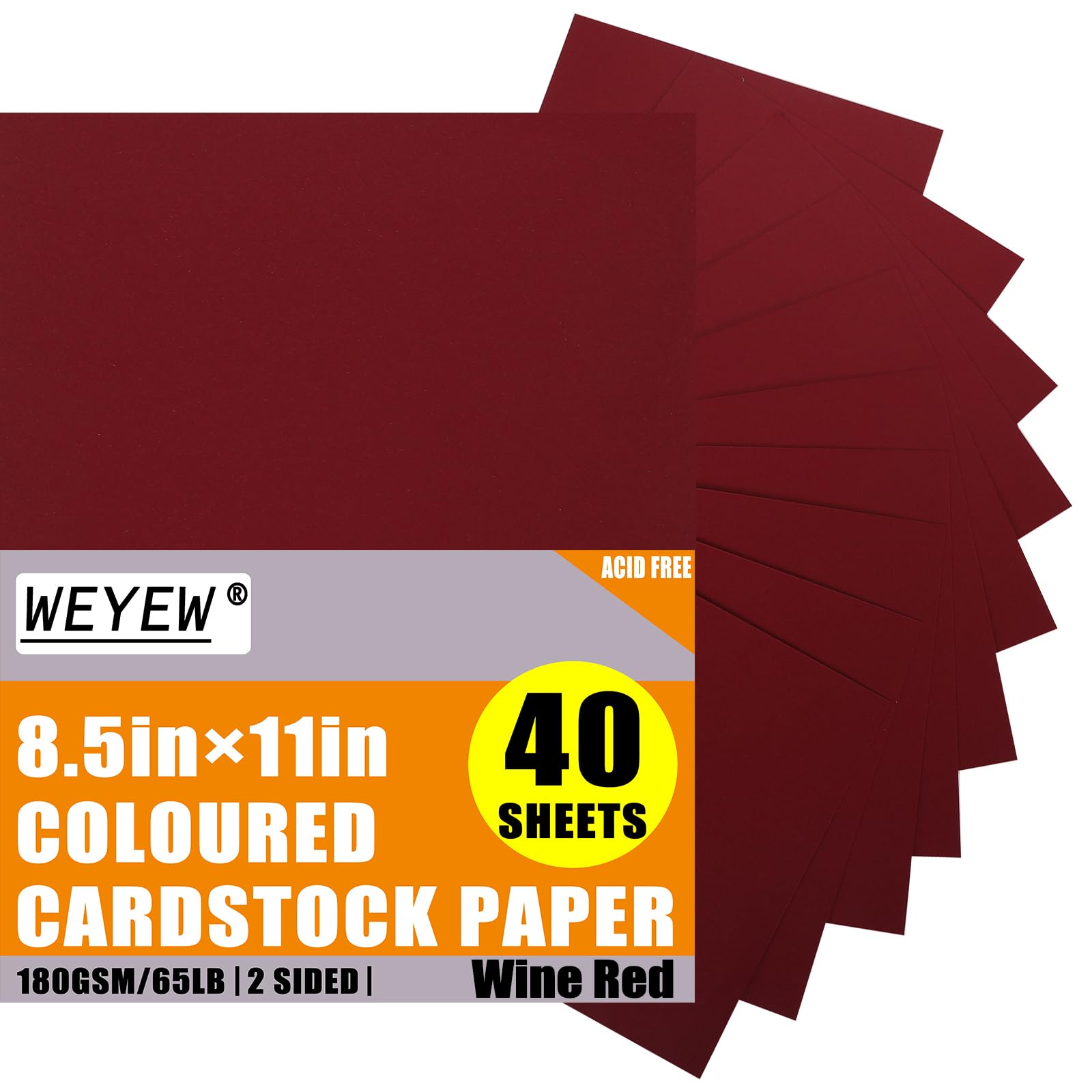 Photo 1 of Wine Red Cardstock 8.5 x 11 Thick Paper, 40 Sheets 65 LB/180 GSM, Cardstock Printer Paper for Invitations, Menus, Wedding, DIY Cards, Kids School Supplies