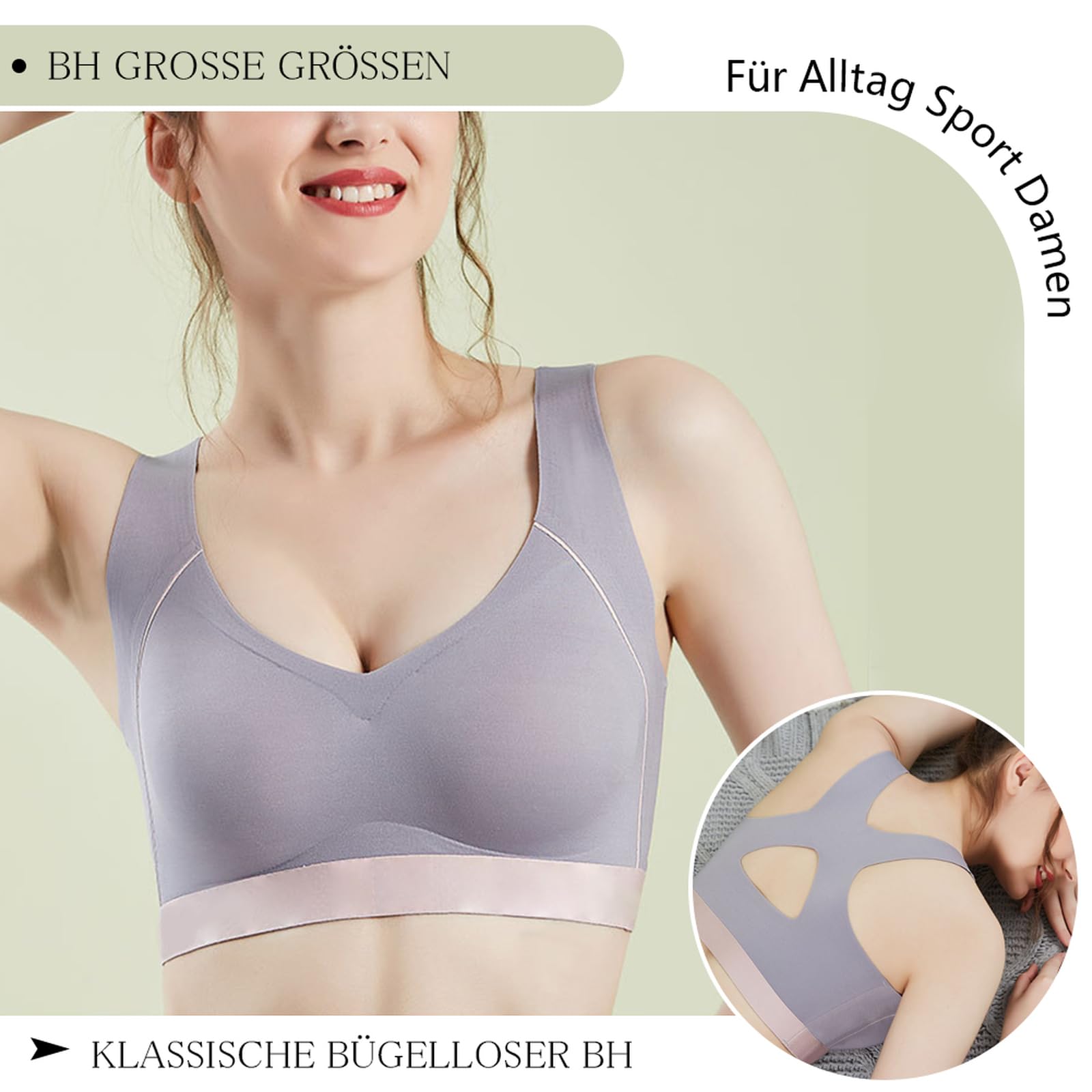 Sport BH Damen ohne bügel Tshirt BH Bustier Baumwolle Damen