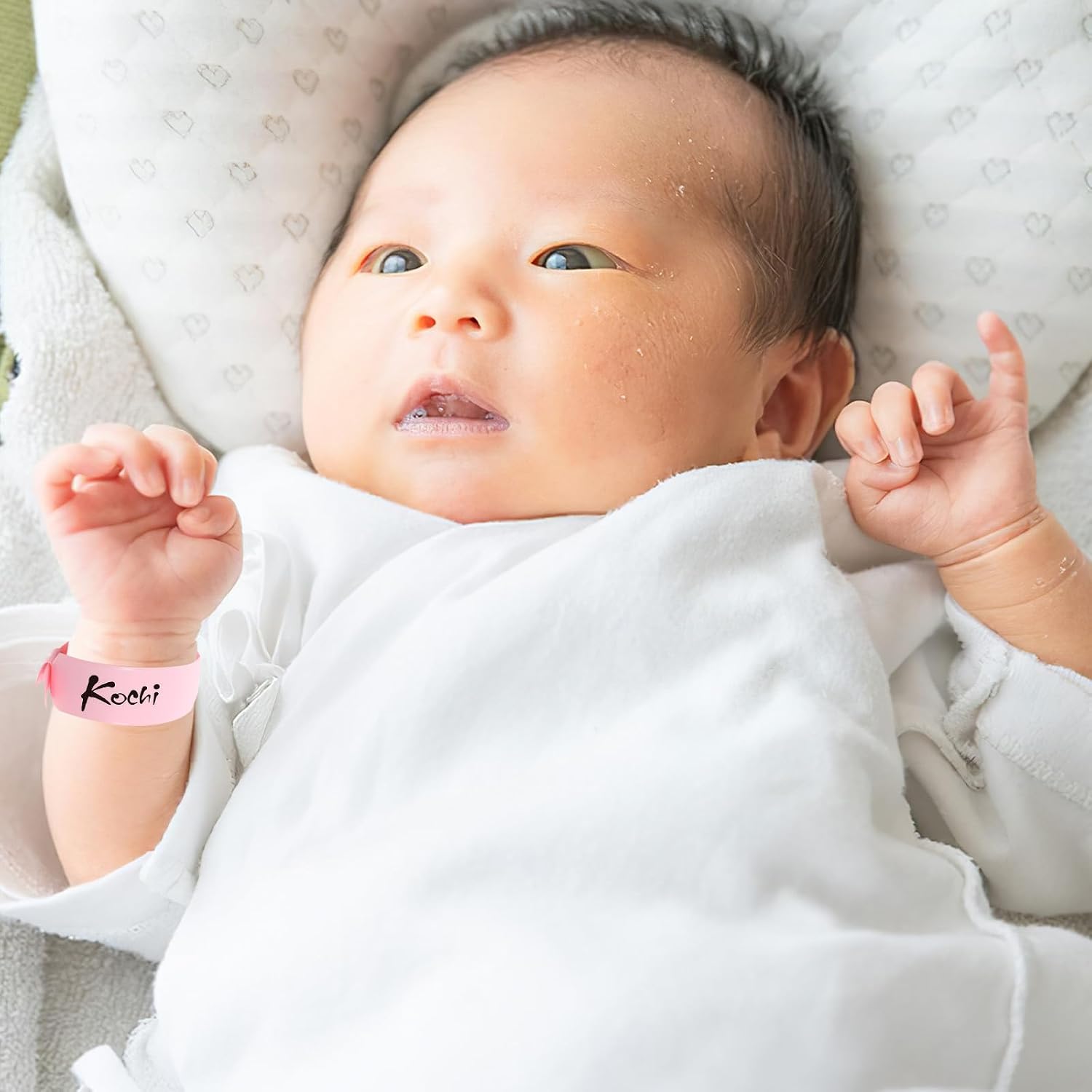 100pcs Disposable Newborn Waterproof PVC Identification Wristbands Adjustable Hospital Id Bracelets for Patient Tracking