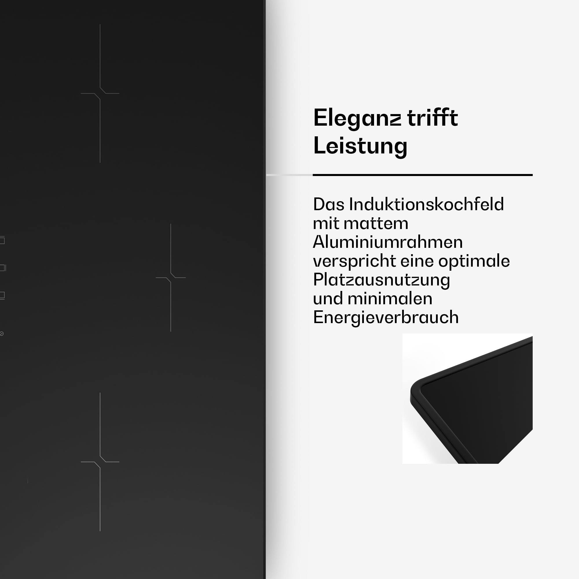 Klarstein Velaire Induktionskochfeld - 80cm, 3-Zonen, 5500W Boost, Touch-Slider, Timer, Kindersicherung, Restwärmeanzeige, Glas, Minimalistisches Design, Kochfeld Induktion