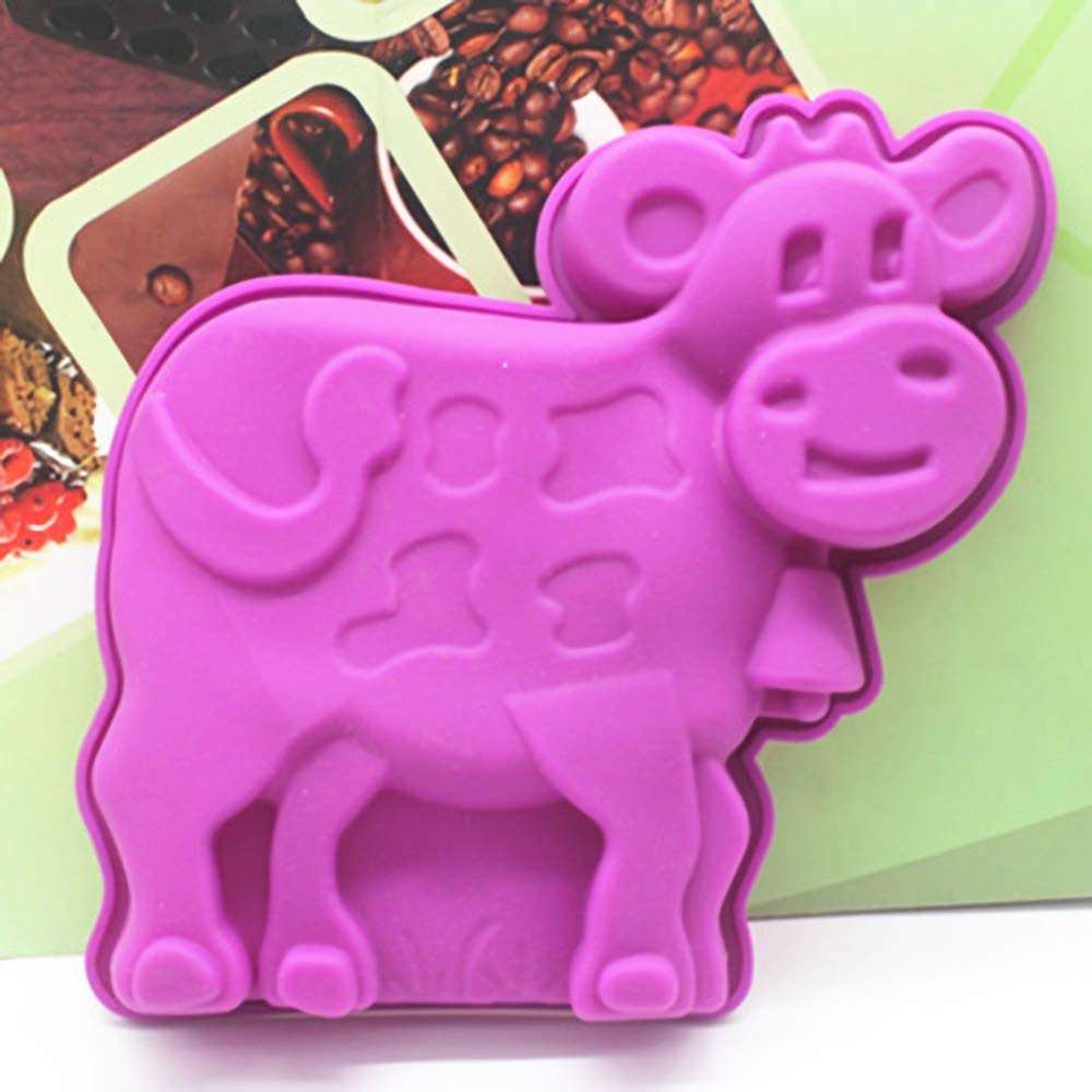 Moule à Muffins En Silicone Forme Vache - 12 Cavités, 24x17 Cm, Résiste à -40°C à 220°C - Antiadhésif, Facile à Démouler
