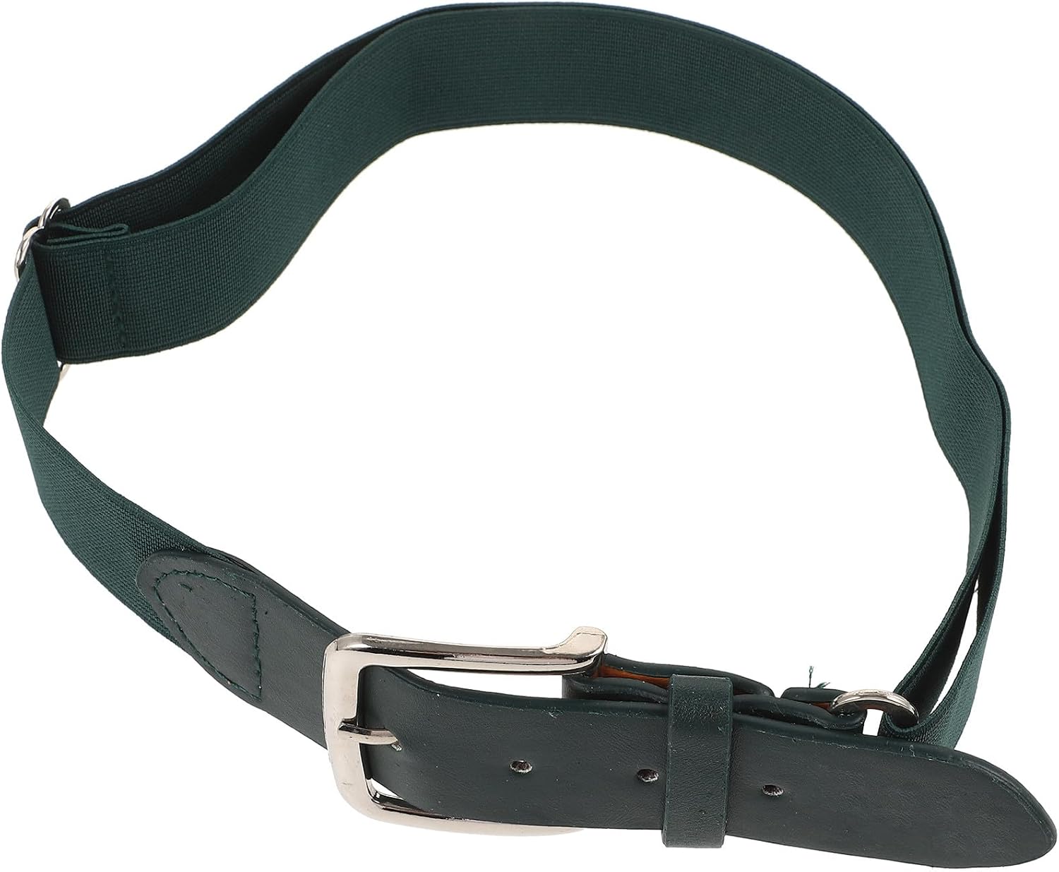 KICHOUSE Adjustable Baseball Belt for Men Women Youth, Elastic Softball Waistband with Faux Leather, Stretch Sports Belt for Outdoor Baseball and Softball Players, Dark Green