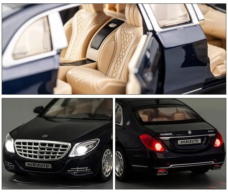 Image of SPITEN Mercedes Benz Maybach S650 Limousine 1:32 Diecast Scale Model Metal Pull Back Toy car for Kids with Openable Doors & Light, Music Toy Vehicle for Kids - Colors as Per Stock