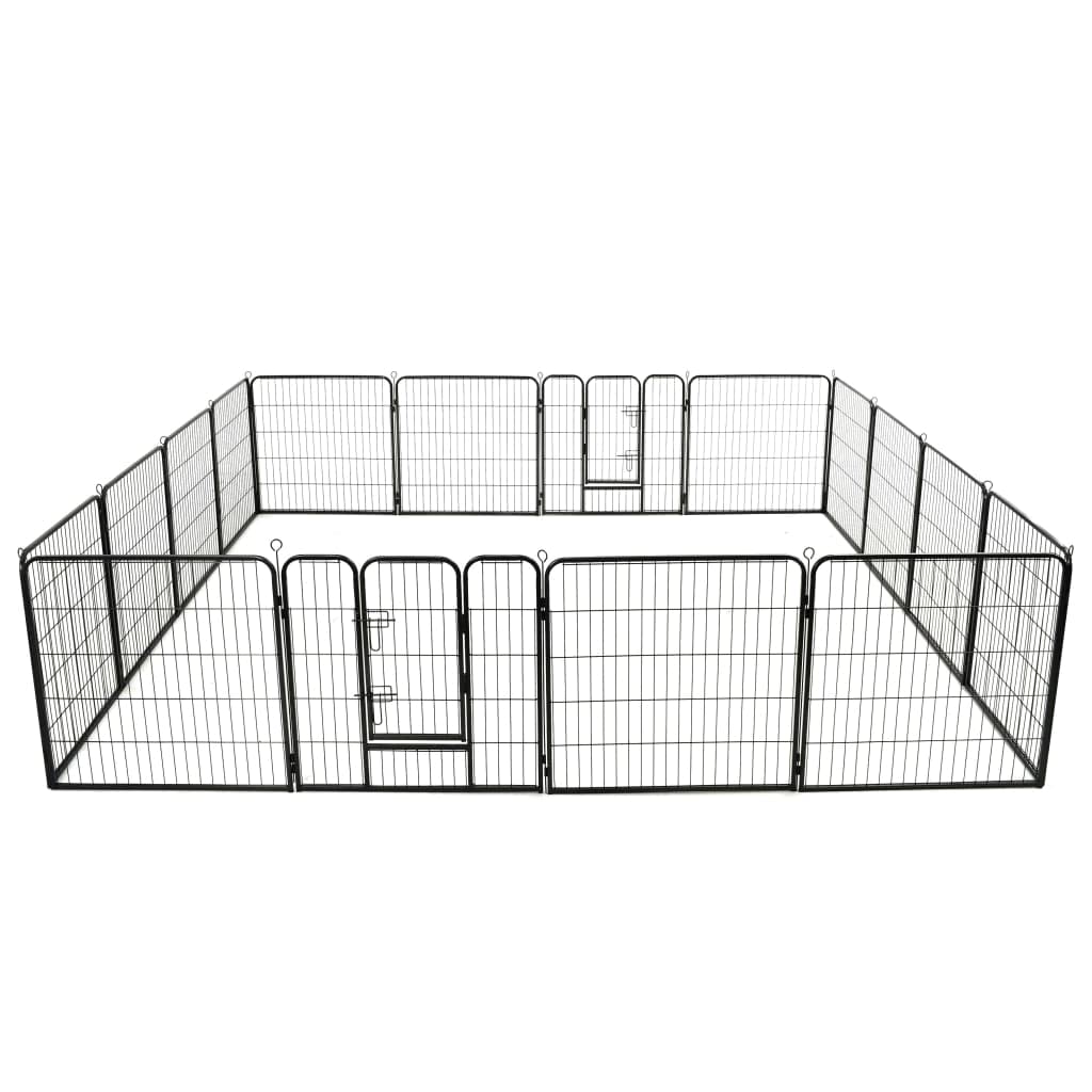 CHARMMA Dog Playpen Black Powder-Coated Steel Large Collapsible,Dog Kennels & Runs-275491