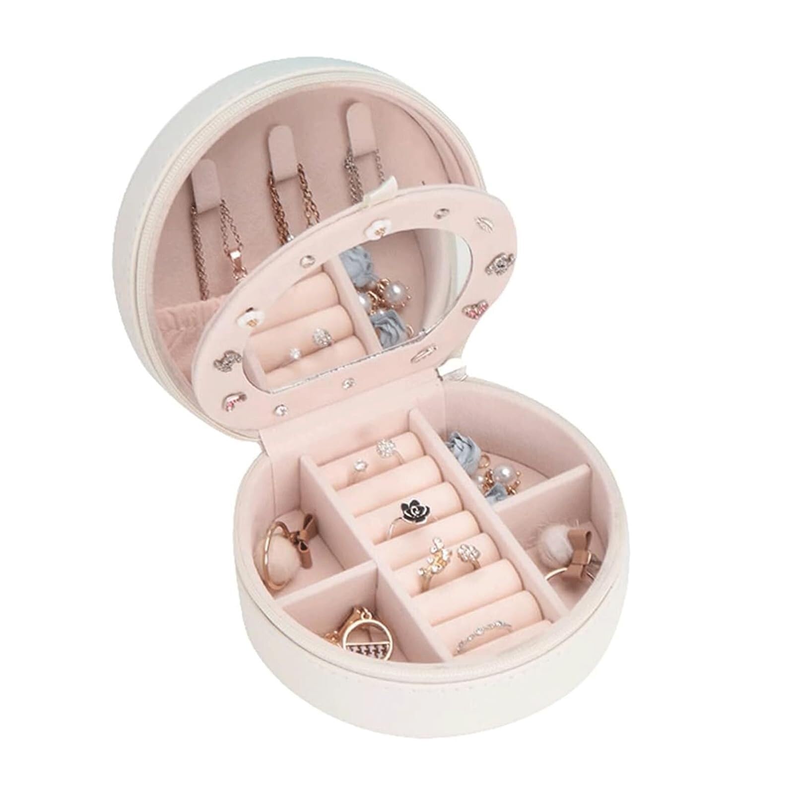 Boîte à bijoux de rangement en cuir sur la coiffeuse de votre chambre