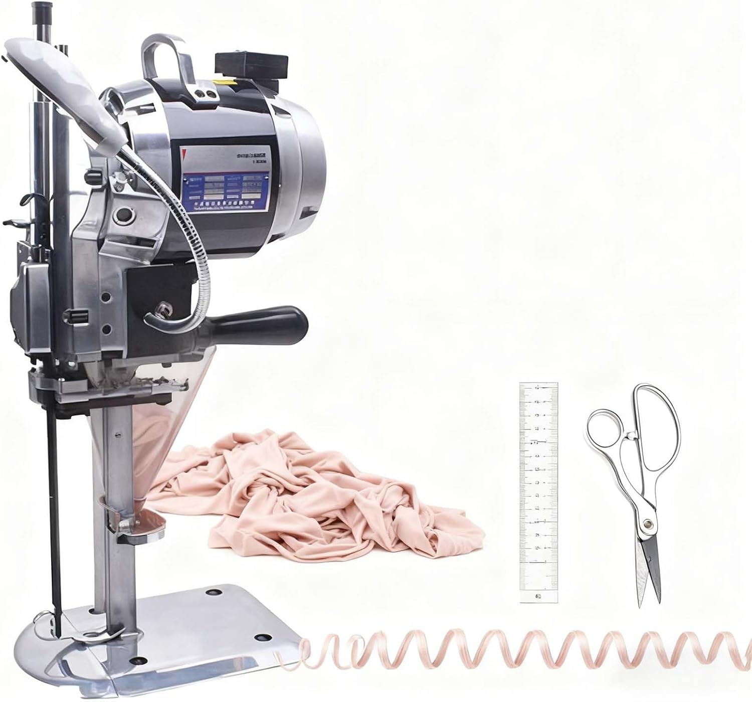 Professional 1100W Industrial Fabric Cutting Machine, Vertical Straight Knife Cloth Cutter with Automatic Sharpening & All-Copper Motor, for Multilayer Fabric, Carpet, Textiles(17in)