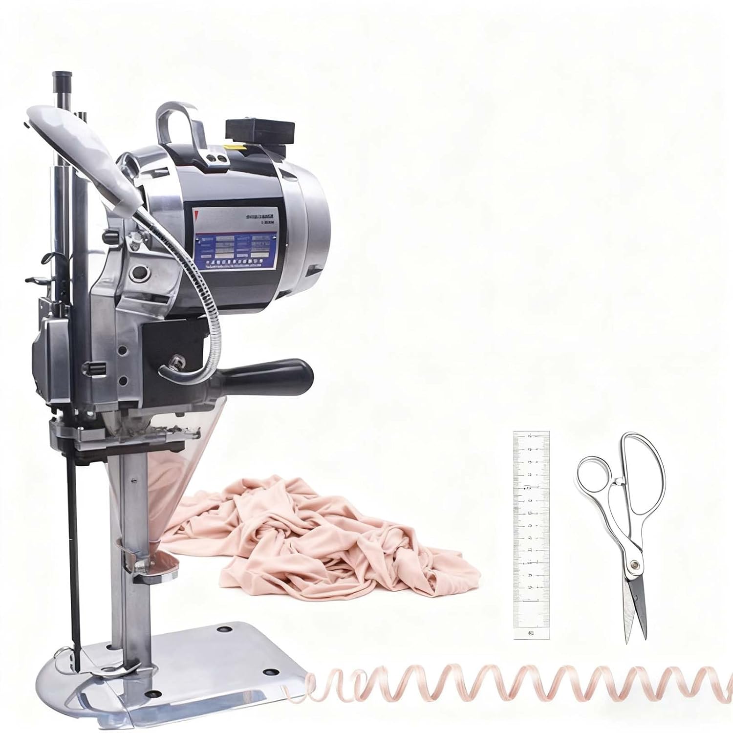 1100W Industrial Fabric Cutting Machine, Professional Veal Straight Knife Cloth Cutter with Automatic Sharpening, All-Copper Motor, Ideal for Multilayer Fabrics, Carpets, and Textiles (10in)