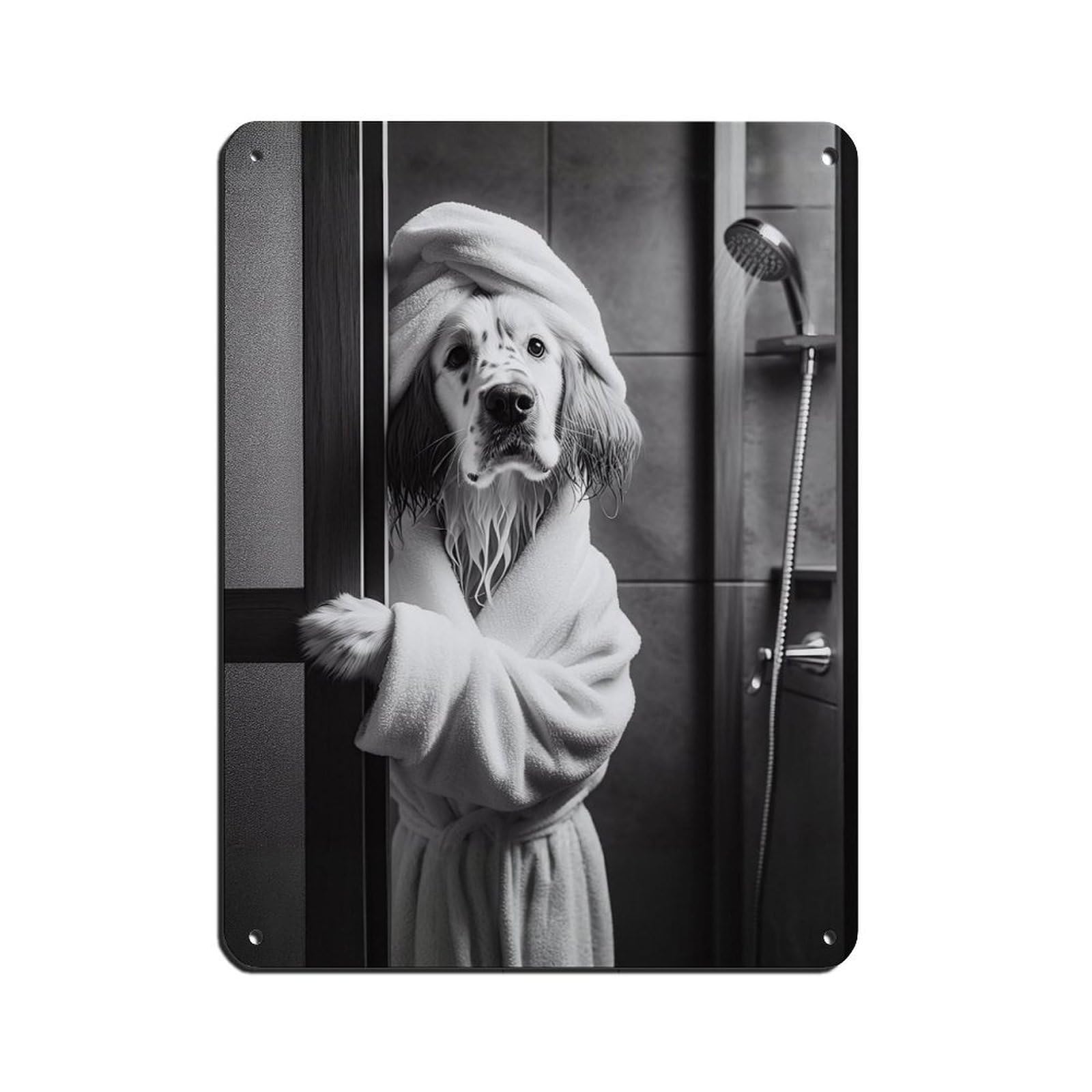 English Setter Bathroom Art Poster Tin Sign Vintage Metal Pub Club Cafe Bar Home Wall Art Decoration Poster Retro 12x16inch(30x40cm)