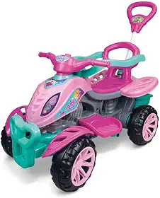 Quadriciclo Infantil Feminino Lady Star Rosa +9 Meses com Guia Maral