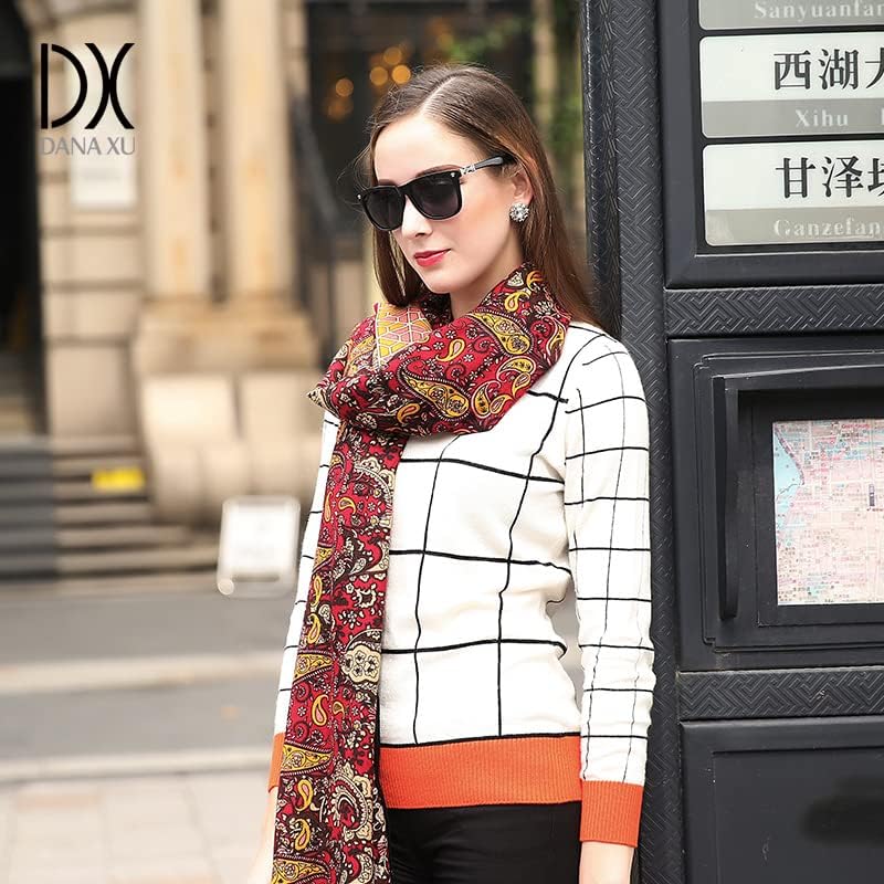 Miniatura 5 de DANA XU Luxury 100% Pure Wool Oversized Extra Large Warm Floral Cashmere Pashmina Scarf Shawl And Wrap For Women Blanket Cape