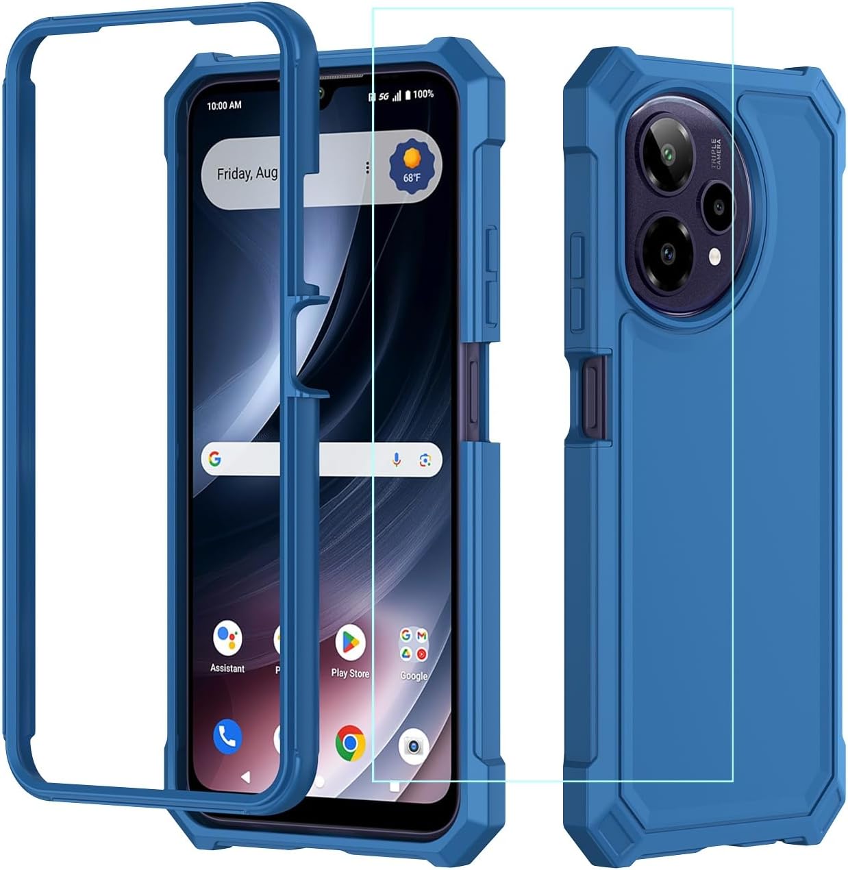 for Cricket iCon Pro 2026 Phone Case/Att Motivate Pro 2 5G Phone Case with Screen Protector [Front Silicone Bumper+Frosted PC Back] Full Body Protection with Military Grade Corner Blue