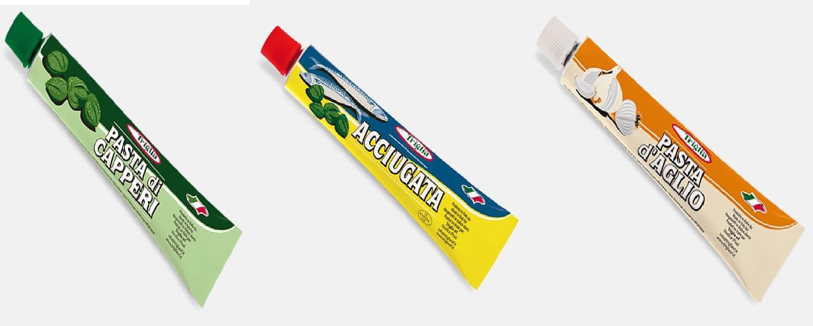 Triglia: Set of 3 tube of " Pasta d'Aglio, di Capperi e Acciugata " Total 170g [ Italian Import ]