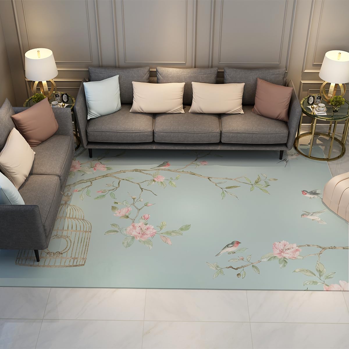 Tapis de cuisine pliable motif floral résistant pour buanderie et espaces de vie
