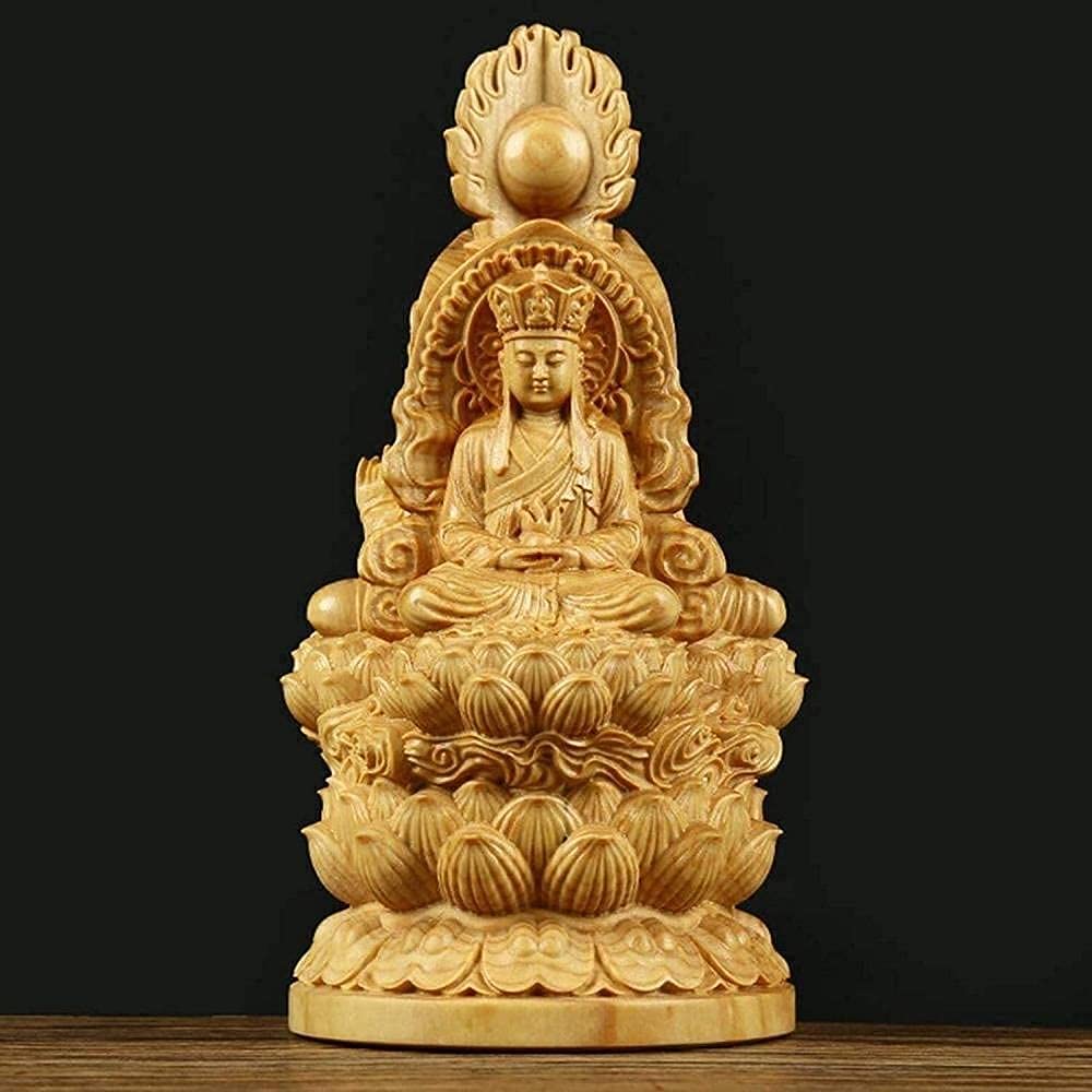 Statue di Buddha da Collezione per Decorazioni per la casa Tre Santi nelle sculture di Meditazione Occidentale Ornamenti di Figurine Boxwood Home Office Decorazione Arte Decorazione