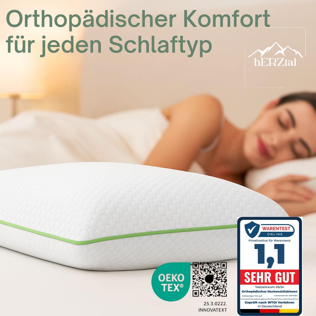 Kopfkissen 40x80 Nackenkissen Kopfkissen Orthopädisches Kissen Ergonomisches Kissen 80x40 Pillow Nackenschmerzen Memory Foam Kissen Pillows for Sleeping Ergonomisches Kissen (Höhe: 11 cm)