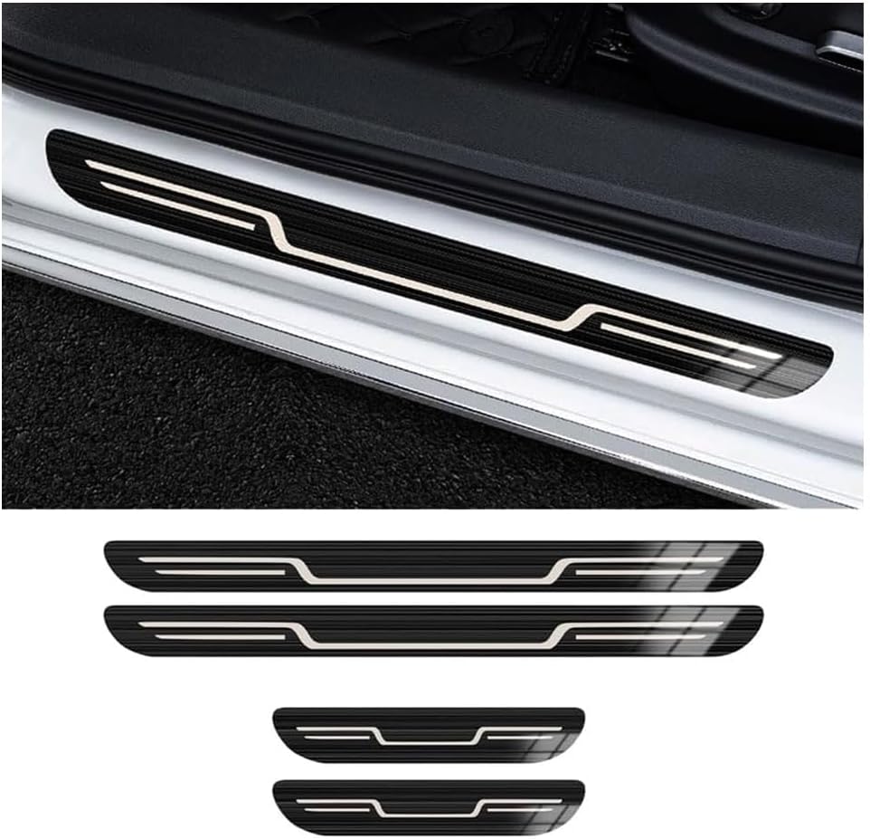 OUTMX 4 Pcs Stainless Steel Car Door Sill Strip for BMW 3 Series - G20 Sedan & G80 2019-2024, Threshold Strip Protector Trim Stickers Door Sill Edge Entry Guards,Black