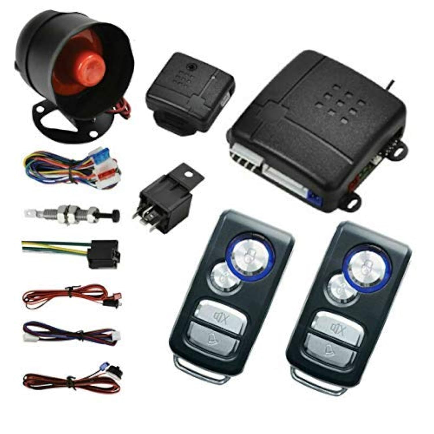 MASO Car Central Lock Universal Auto Remote Central Kit Vehicle Door Lock with Shock Sensor + Contorl Box + 2 Replacement Remote Contorl for Car Central Door Lock