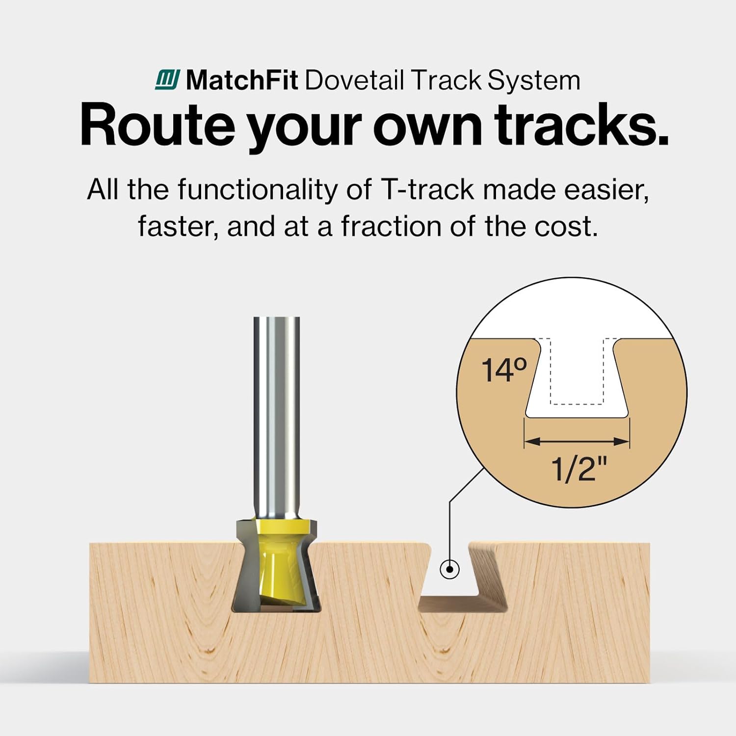 MICROJIG Matchfit Dovetail Router Bit (12mm Shank)