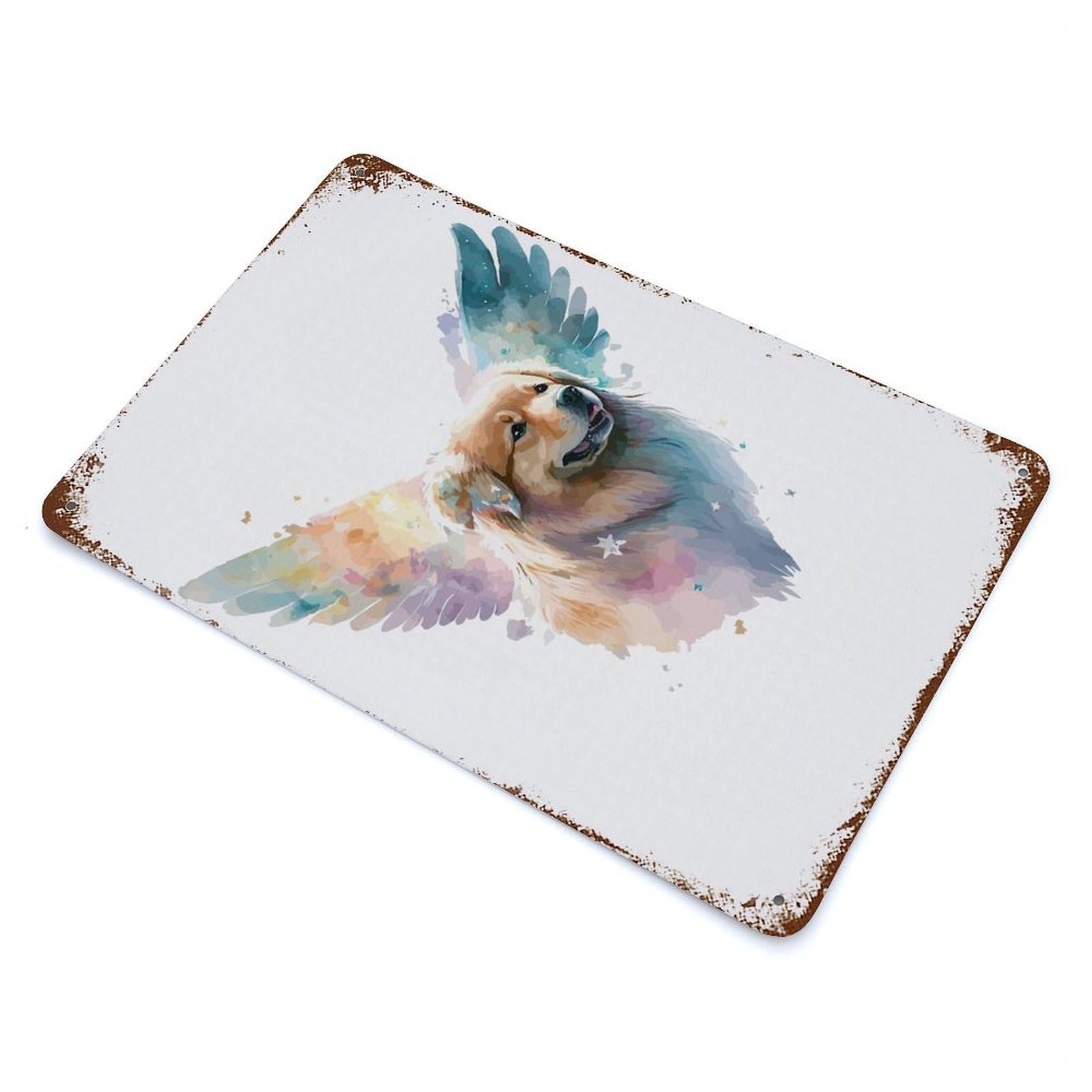 Dogs in Watercolor Style Rust Effect Tin Sign 11.8"x7.9", Farmhouse Wall Decor for Farmhouse, Kitchen And Entryway Decor