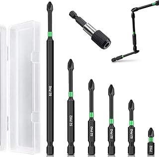 Magnetic Phillips Bits Set - BPQWLF Phillips Bits #2 Impact Magnetic, Magnetic Phillips Head Drill Bits, 1/4 Inch Hex Shank Quick Release (6PC,25-150mm)