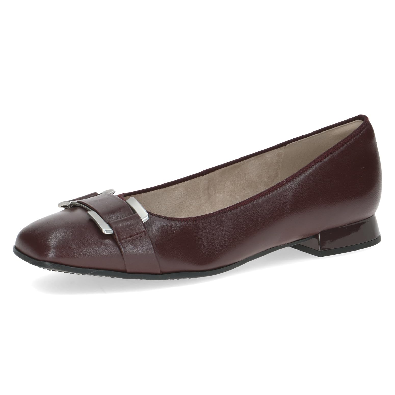 CAPRICE Women Ballet Flats Leather Low Heel, Red (Bordeaux Nappa), 6 UK