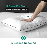 Vista 8 de APSMILE Juego de 2 almohadas de plumas de firmeza media, tamaño Queen, almohada de plumas de lujo para dormir, funda de algodón 100% orgánico