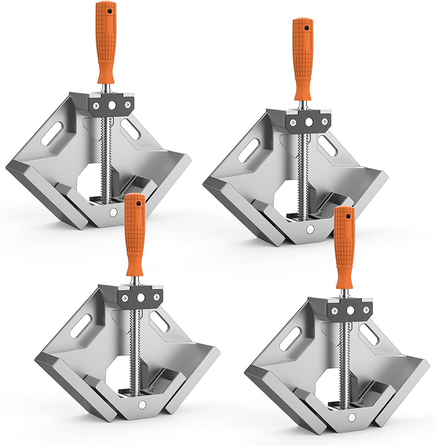Corner Clamp, 4pcs 90 Degree Right Angle Clamp with Adjustable Aluminum Alloy Swing Jaw, Single Handle Clamps for Woodworking Tools Photo Framing, Present for Men Dad 11.1 Inch