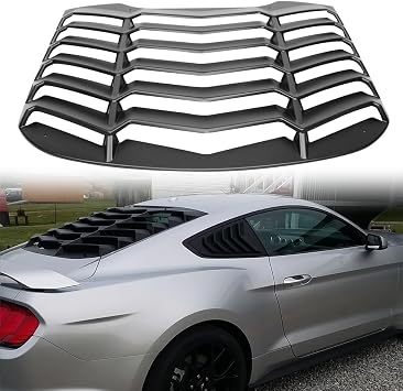 Rear Window Louver, Compatible with 2015-2024 Ford Mustang CoupeNot Fit Convertible, ABS Plastic Black IKON Style Back Window Windshield Sun Shade Cover Vent