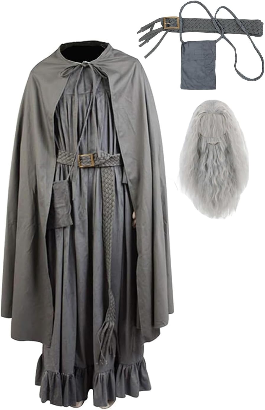 Ya-cos Men's The Fellowship of The Ring Gandalf Cosplay Costume Robe Cloak Grey/Brown