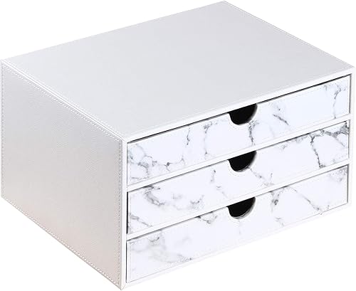 Miniatura 1 de Ayunga Organizador de escritorio de piel sintética con 3 cajones, suministros de oficina ejecutiva, archivador de escritorio, archivador A4, caja de