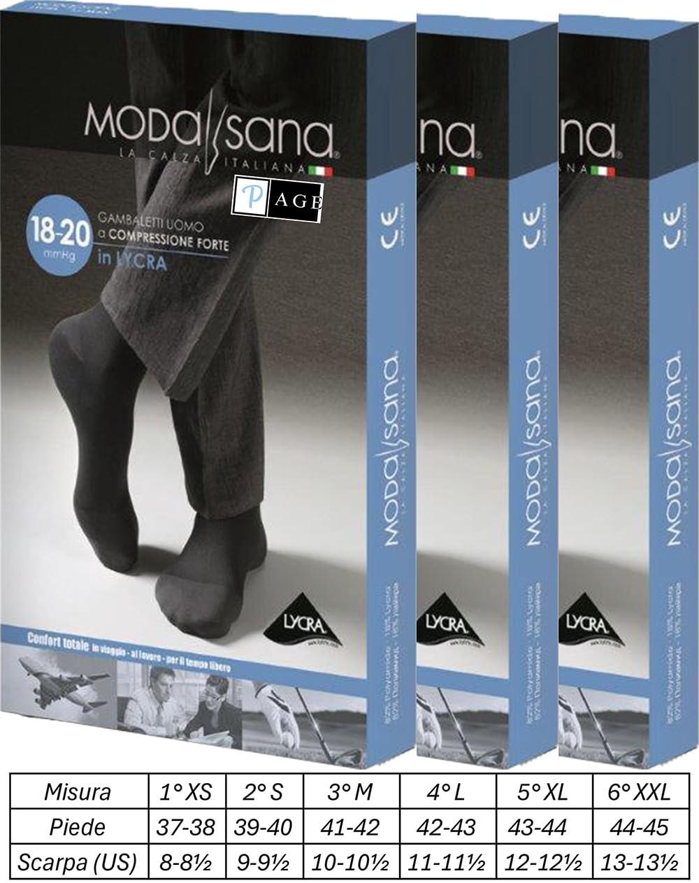 p age 3 Paia di Modasana Gambaletti Uomo Calze a compressione graduata 18/20 mmHg