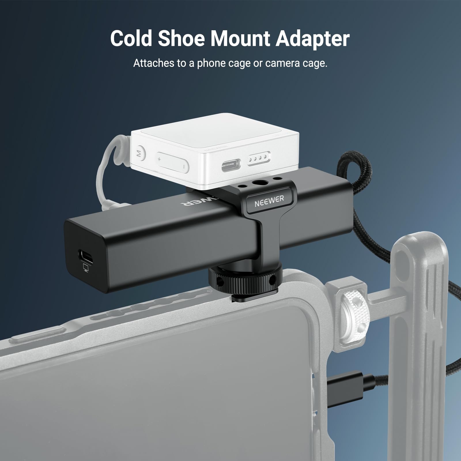 NEEWER Hub USB C Dock z mocowaniem Cold Shoe Mount, 4 w 1 USB 3.1 Gen2 Extender Multiport Adapter Dongle, ładowanie 100 W PD, 10 Gbit/s, 4K 60 Hz, kompatybilny z iPhone, iPad Mac Android, laptopami