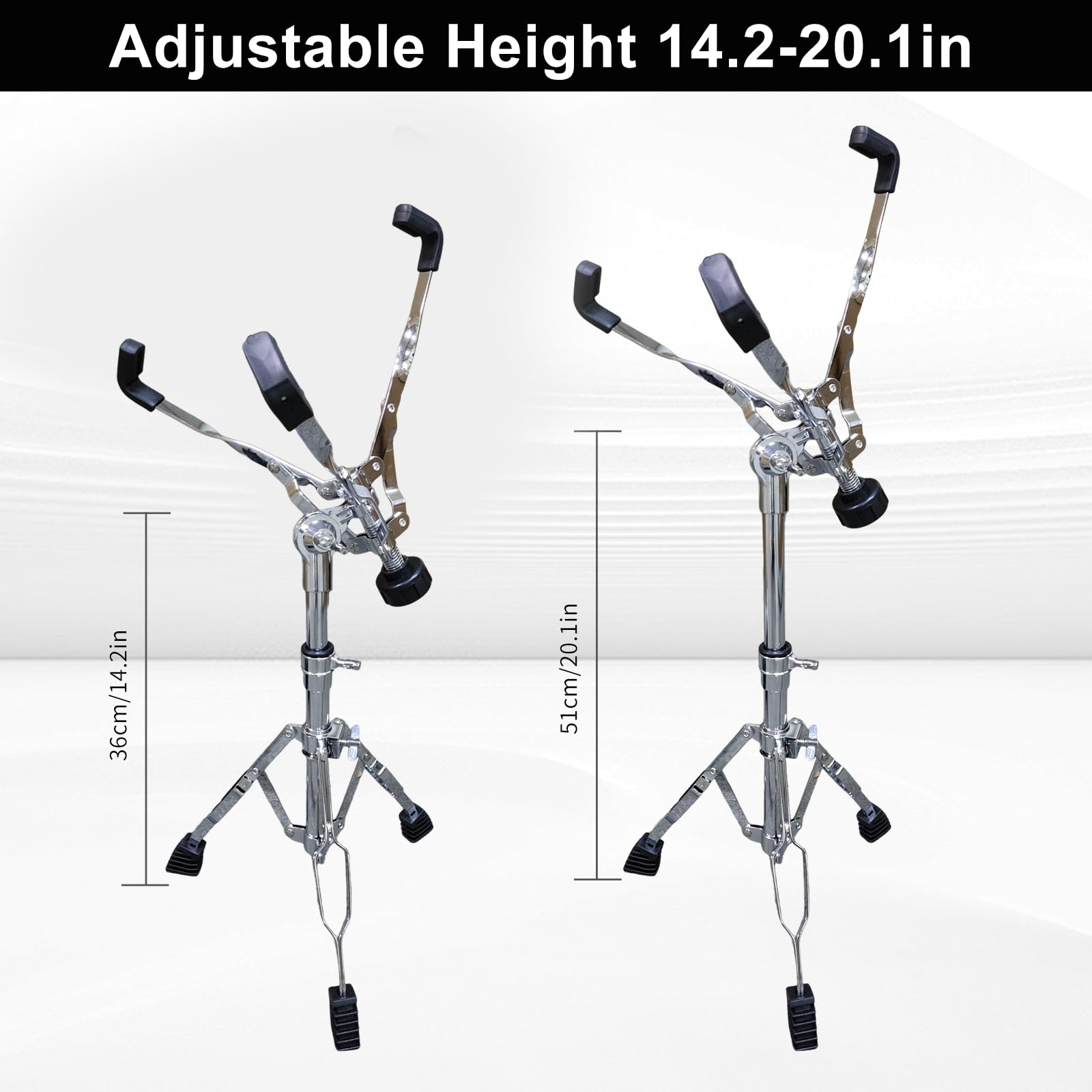 Support de caisse claire avec support de baguette, trépied pliable à double entretoise pour caisse claire de 25,4 à 30,5 cm, hauteur réglable de 45 à 67 cm pour débutants, léger