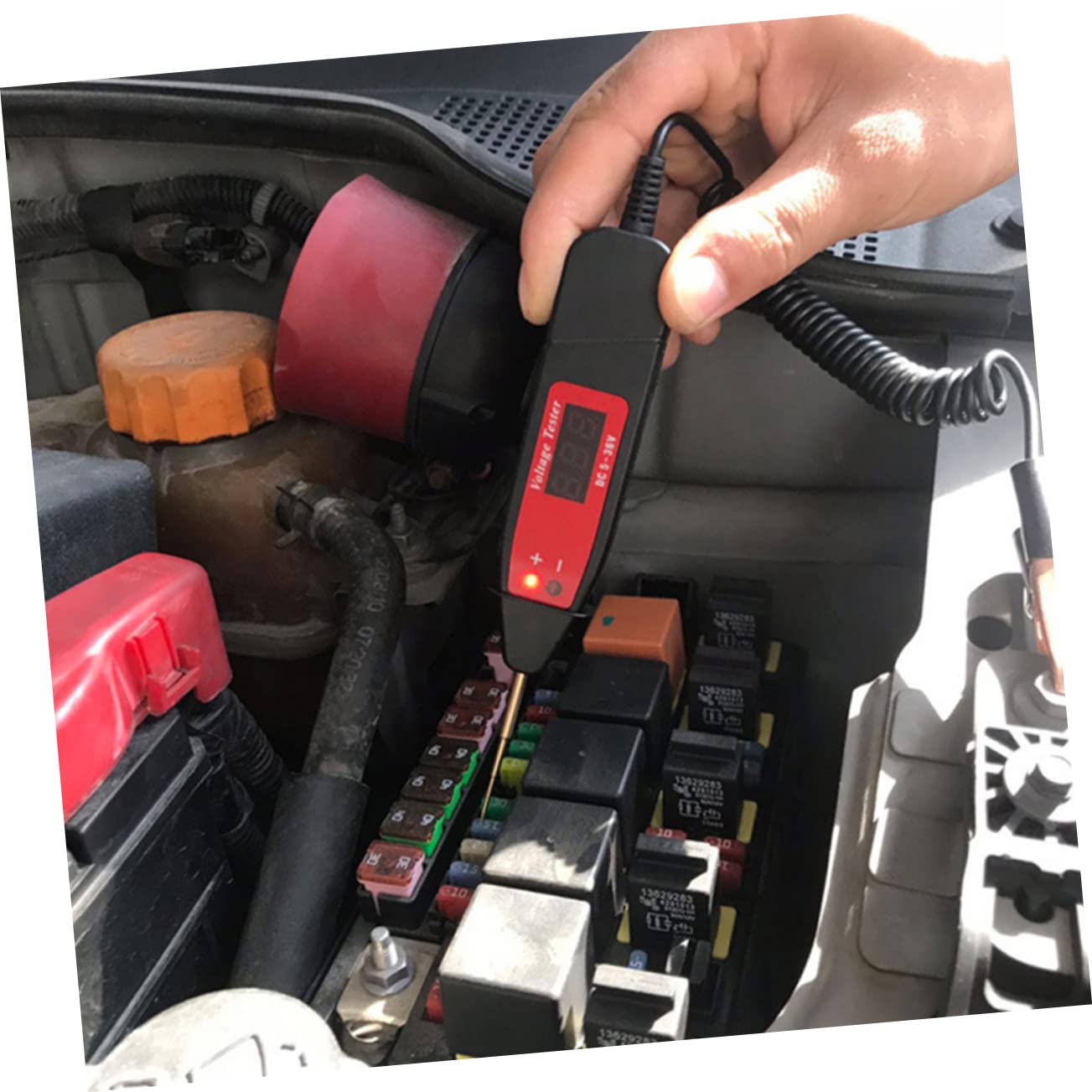 Angoily 5stücke Lcd Spannungsprüfer Tragbarer Elektrischer Tester Für Kfz Und Elektrowartung Mit Erweiterbarem Kabel Und Präziser Messung